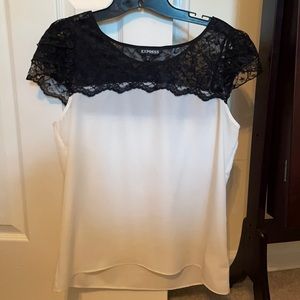 Express lace black and white top